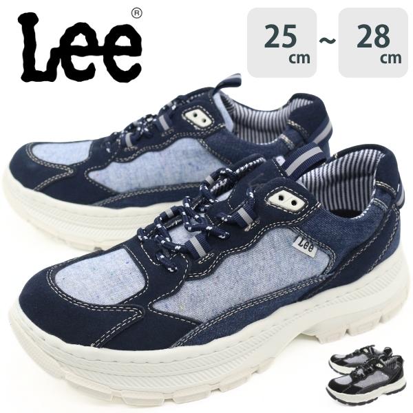 Lee（リー） スニーカー メンズ 靴 黒 ブラック 紺 ネイビー 本革