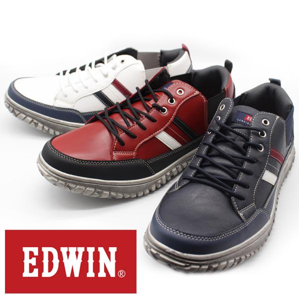 EDWIN（エドウィン） スニーカー メンズ 靴 白 ネイビー レッド