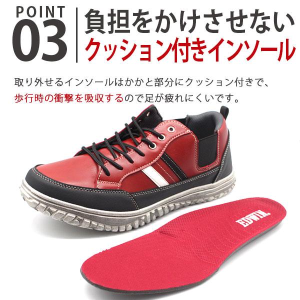 EDWIN エドウィン スニーカー メンズ 靴 白 ネイビー レッド ホワイト