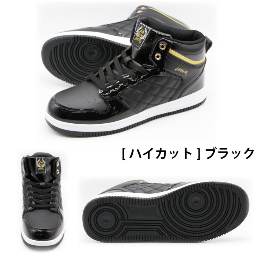 LARKINS スニーカー メンズ 靴 ハイカット 白 黒 ホワイト