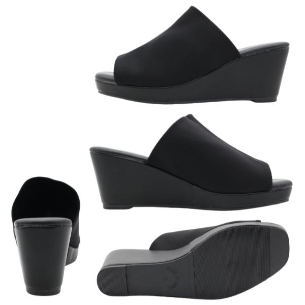 LEON サンダル レディース 靴 黒 ブラック 灰 グレー オーク 7cm