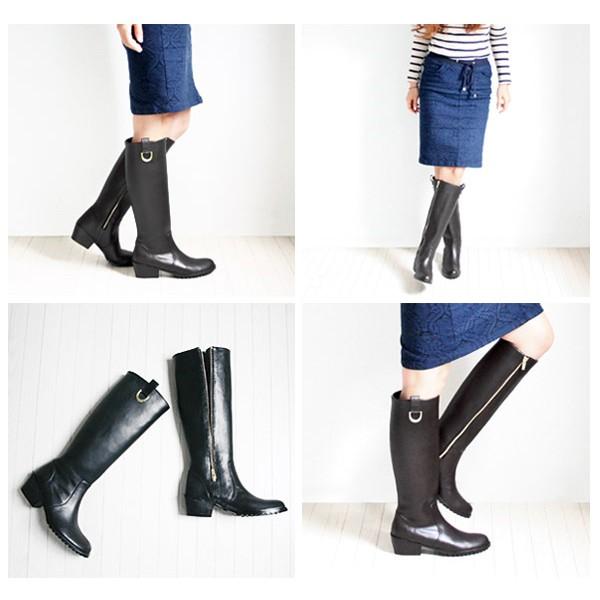 LE レインブーツ レディース 長靴 ロング 黒 ブラック 茶 ブラウン