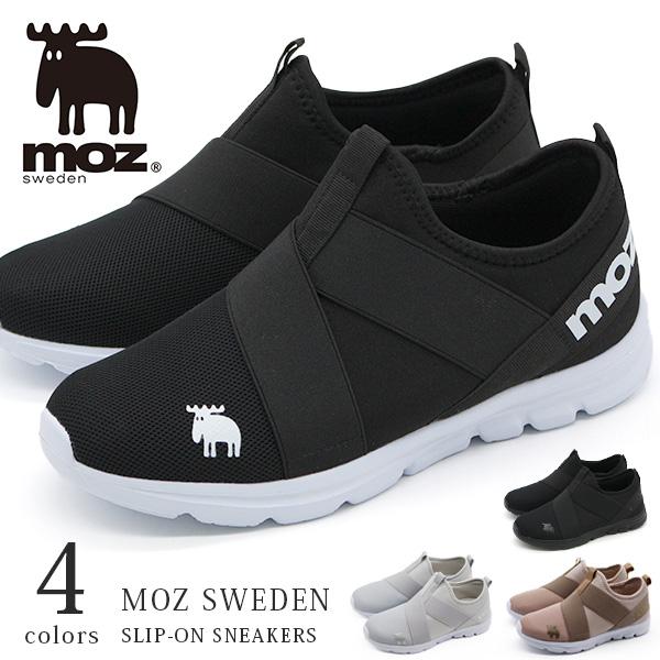 モズ スニーカー レディース 靴 人気新品入荷 スリッポン 黒 ブラック グレー クロスベルト 軽い Moz 290円 シンプル おしゃれ 軽量