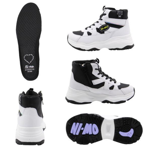 Ni-mo ブーツ キッズ 子供 靴 女の子 黒 ブラック 白 ホワイト スノー