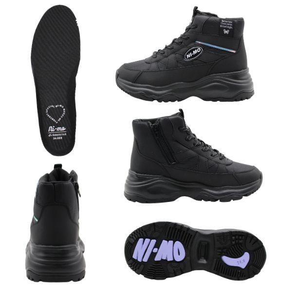 Ni-mo ブーツ キッズ 子供 靴 女の子 黒 ブラック 白 ホワイト スノー