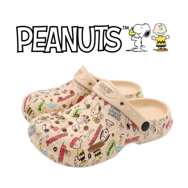 すぬーぴー PEANUTS スヌーピー サンダル レディース 靴 クロッグ 黒 白 ホワイト