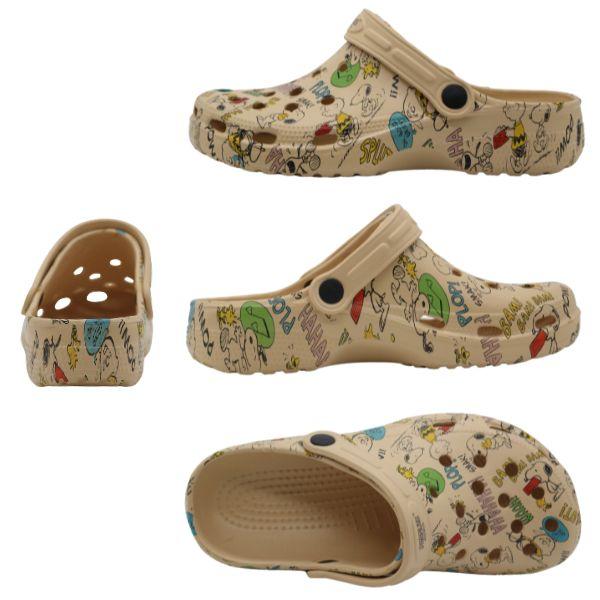 PEANUTS スヌーピー サンダル レディース 靴 クロッグ 黒 白 ホワイト