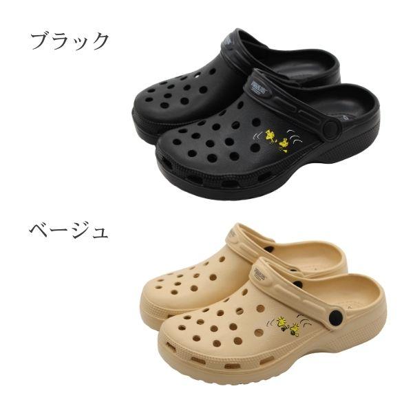 PEANUTS スヌーピー サンダル レディース 靴 クロッグサンダル 黒