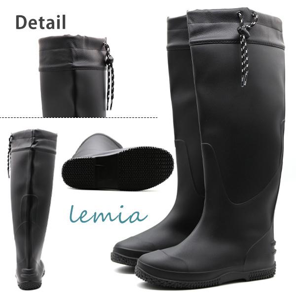 レインブーツ メンズ レディース 長靴 ロング 黒 ブラック 防水 滑り