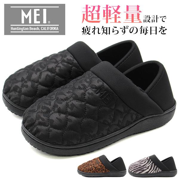 MEI スリッポン スニーカー サンダル スリッパ レディース 靴 黒 ブラック 軽量 軽い 2way 裏起毛 ボア モックシューズ メイ ...