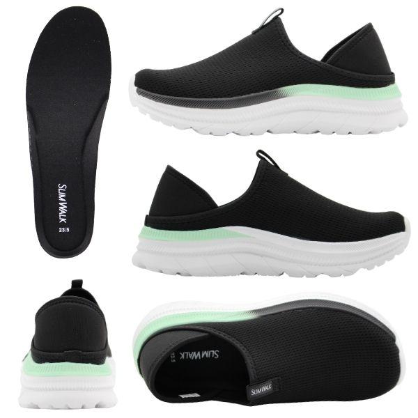 SLIM WALK スリッポン レディース 靴 スニーカー サンダル 黒 ブラック
