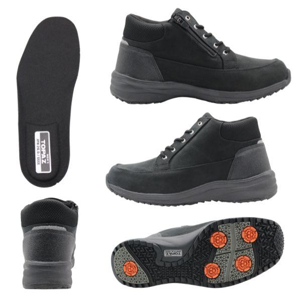 TOPAZ（トパーズ） スニーカー メンズ 靴 黒色 ブラック 茶色 キャメル