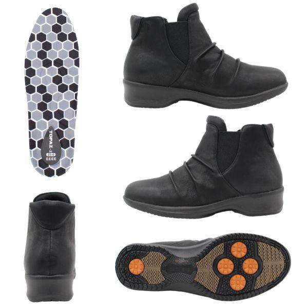 TOPAZ（トパーズ） ブーツ レディース ショート丈 靴 黒 ブラック 茶色