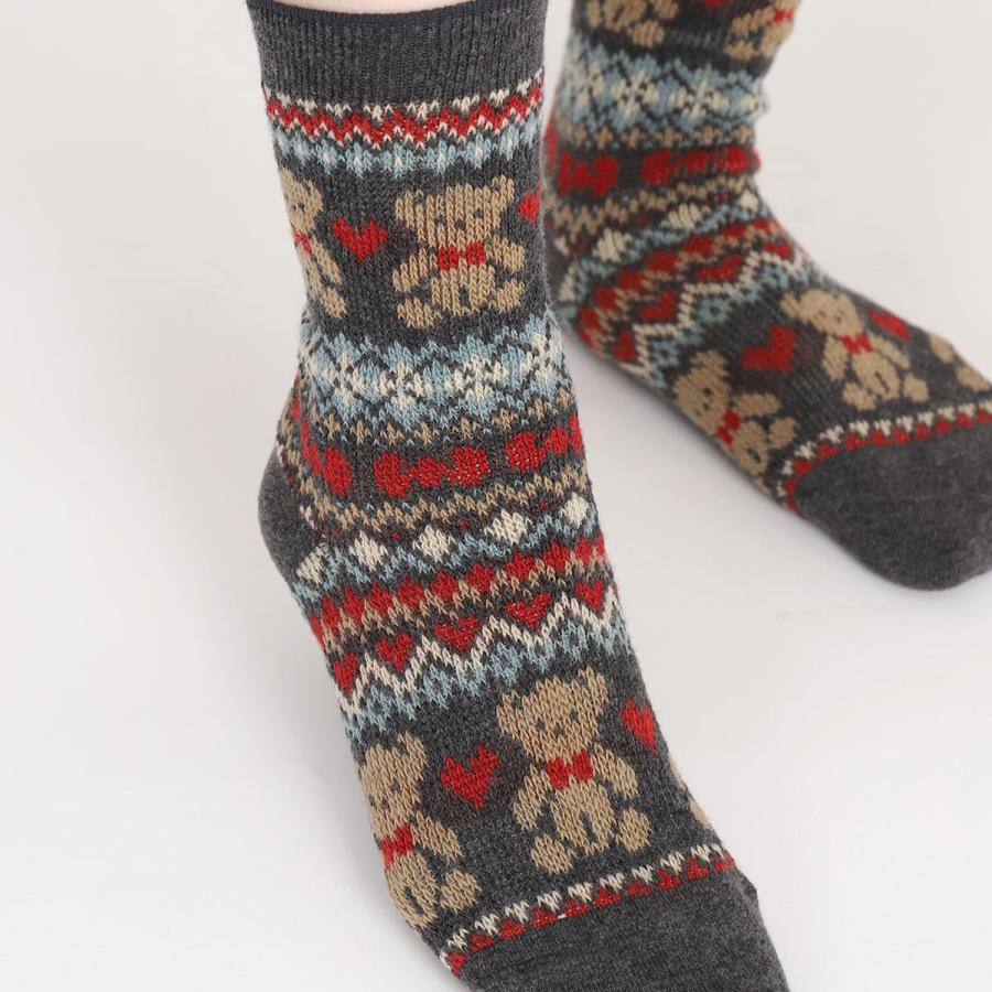 靴下屋 レディース 靴下 くま柄 ノルディック JQ ソックス アニマル