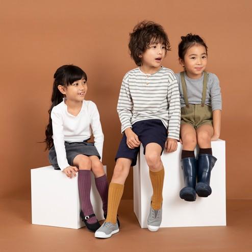 靴下屋 キッズ コットン リブ ハイソックス 22〜24cm タビオ 通学 登園