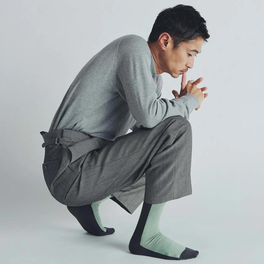 Tabio メンズ 靴下 TABIO chic バイカラー レギュラー ソックス