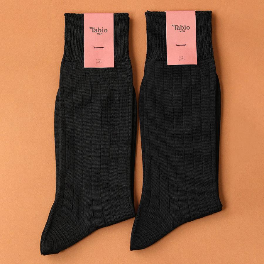 Tabio MEN（タビオ メン） メンズ 靴下 9×2太リブソックス クロ