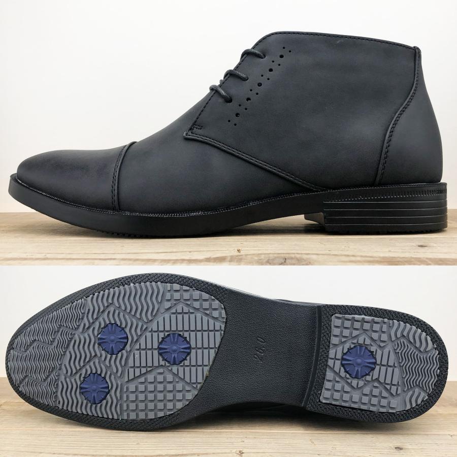 メンズ ビジネスシューズ ブーツ 防水 防滑 滑りにくい 黒 ブラック