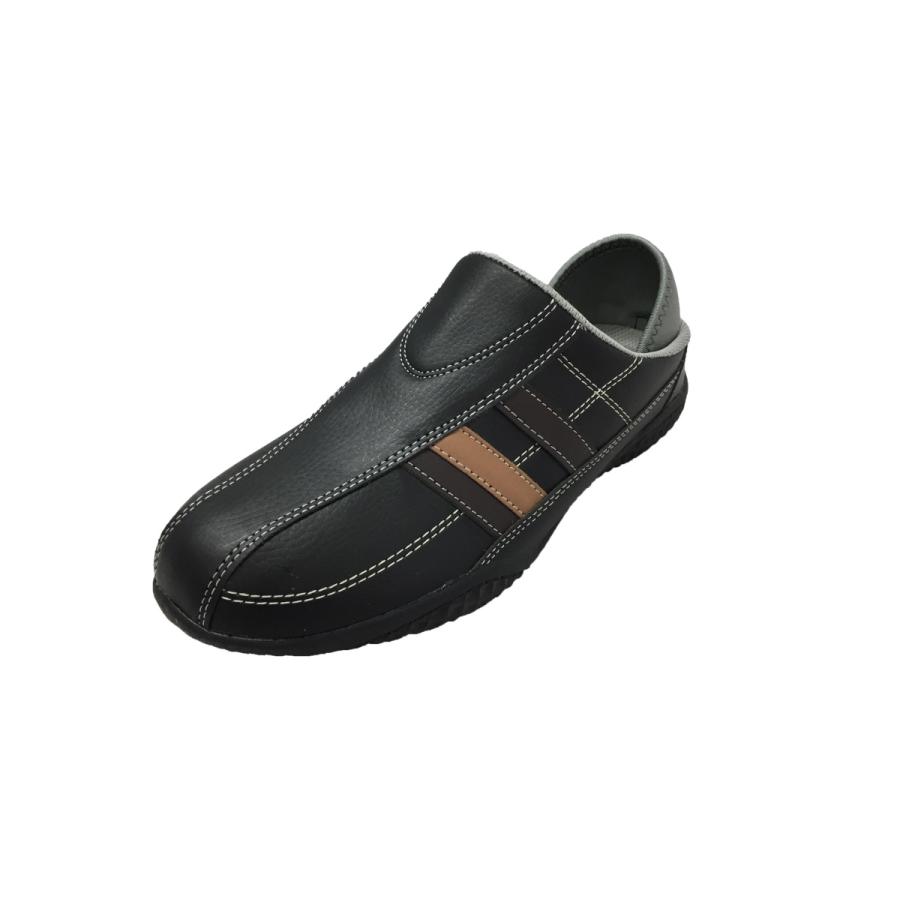スニーカー メンズ 軽量 2way 踵踏める キックバック ブラック