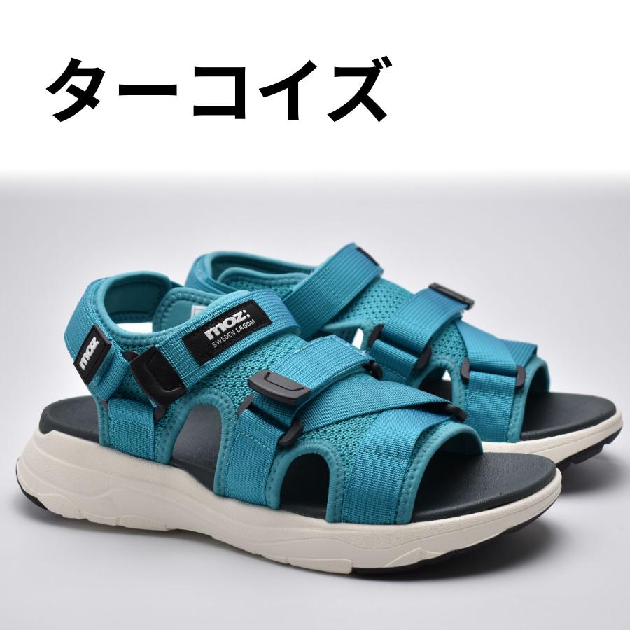 moz（モズ） スポーツサンダル メンズ 3点ベルト ベルクロ ブラック