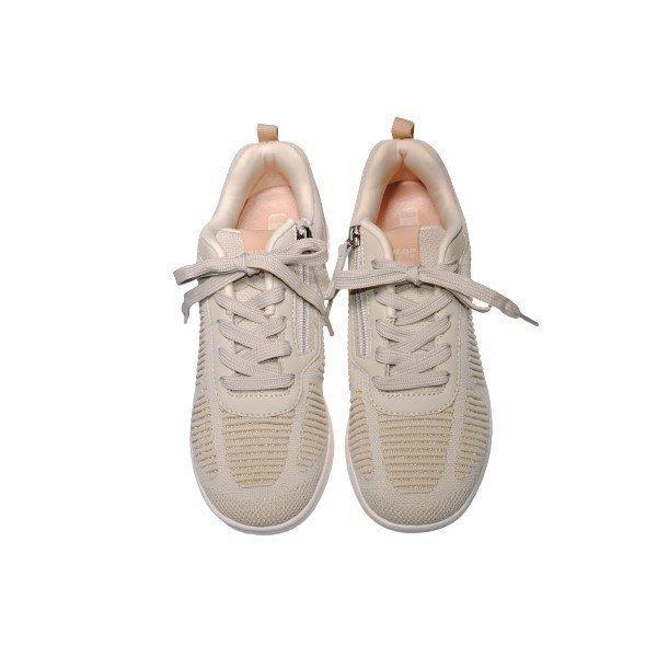 『DUN LOP 038』 ダンロップ スニーカー 22.5cm〜24.5cm EEEE レディース アイボリー レースアップ ファスナー