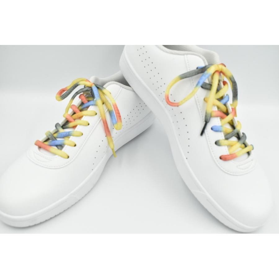 RAINBOW SHOELACE かすり染め 伝統工芸 ゴールド スニーカー用 靴紐 メンズ レディース 二本入り カラフル 虹色 キラキラ 輝く｜kutunohoshikawa｜04