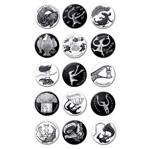 エドワード・ゴーリー PLAYS PIN SET ピンバッジ 15点セット』 : く