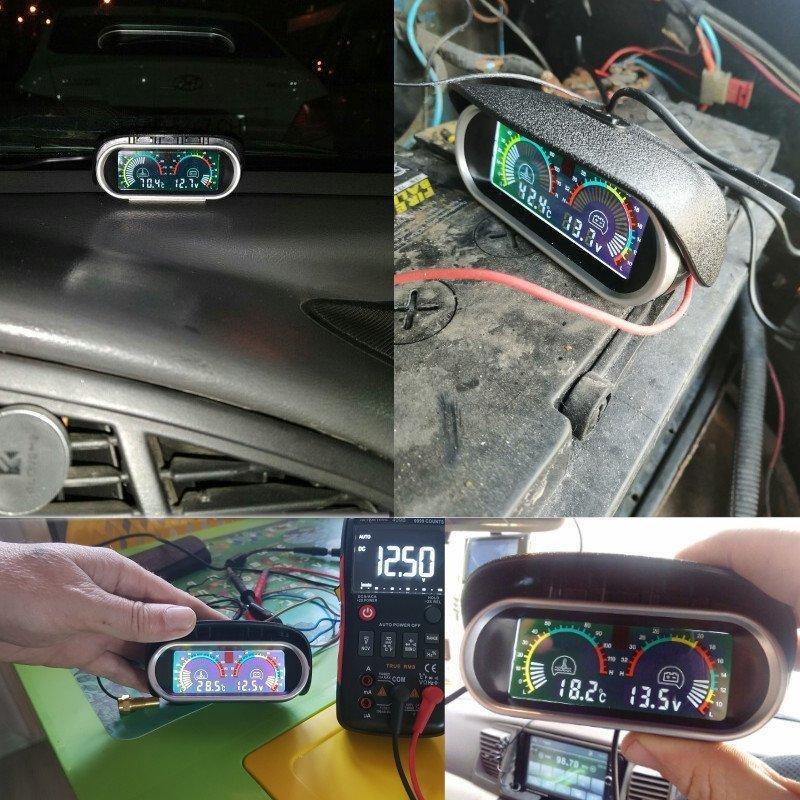タコメーター 電圧計 液晶 車 水温計 温度 センサー LCD デジタル 水平 12v 24｜kuya｜02