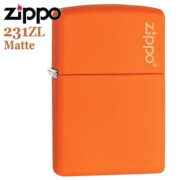 ZIPPO ジッポー 231ZL Matte オレンジマット ZIPPOロゴ入り かわいい ジッポーライター シンプル｜kuyura