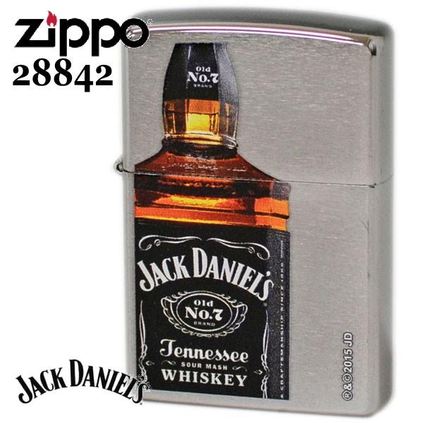 ZIPPO ジッポー 28842 JACK DANIEL'S Bottle ジャックダニエル ボトル ブラッシュクローム 渋いジッポーライター｜kuyura