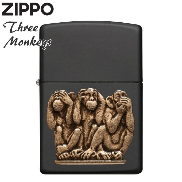 ZIPPO（ジッポー） ライター 29409 スリーモンキー ブラックマット 黒