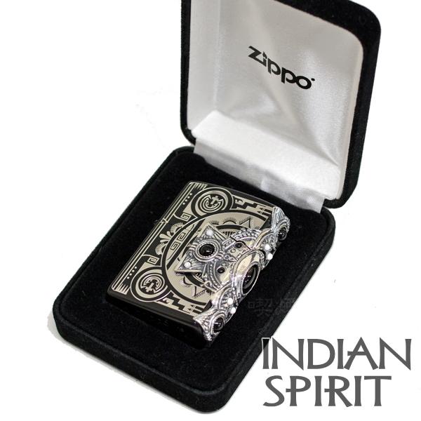 ZIPPO ジッポー ライター インディアンスピリット BKクロス 天然石 