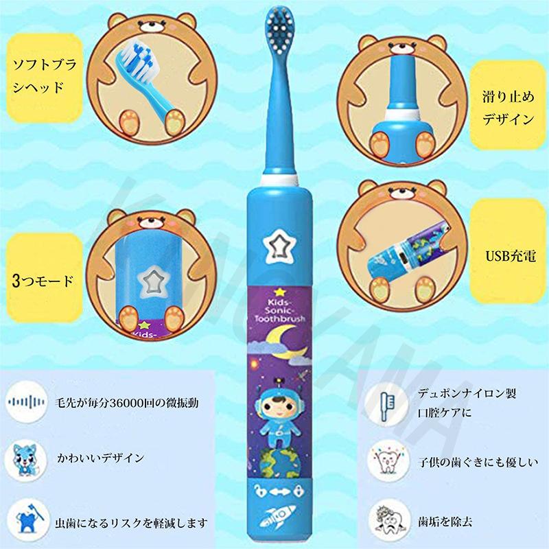 電動歯ブラシ ソニックブラシ 本体 替えブラシ4本 ミュージカル 音楽