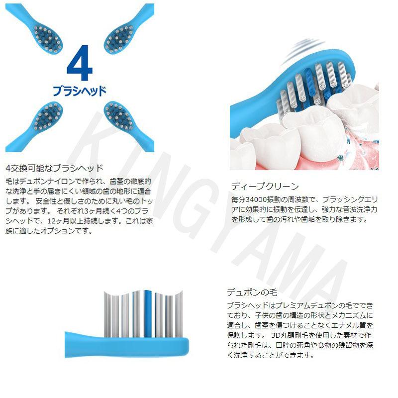 電動歯ブラシ ソニックブラシ 本体 替えブラシ4本 ミュージカル 音楽