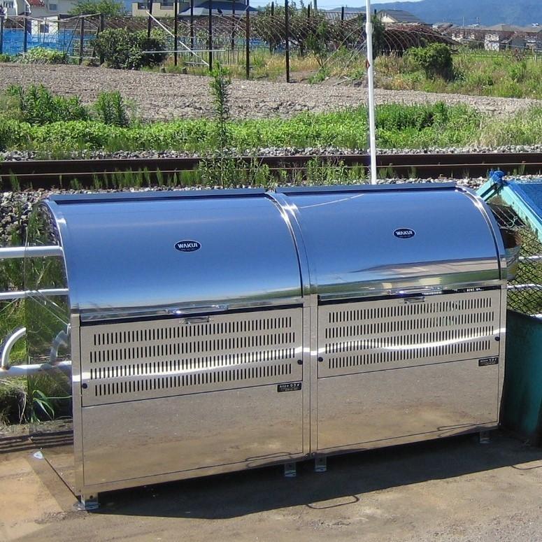【日本製】WAKUI(ワクイ) 770L ゴミステーション　町内会　集合住宅　店舗　大型ゴミ箱　屋外　スライド式　ステンレス　環境ステーションCR-1200　幅1,200mm |  | 04