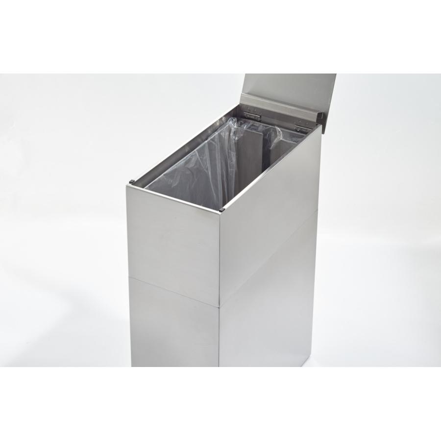 【日本製】WAKUI(ワクイ) 家庭用ゴミ箱 34L DIY キッチンインテリア 一軒家 マンション 店舗 ゴミ箱 屋内 ステンレス RECHTECK W200×D410×H580mm |  | 03