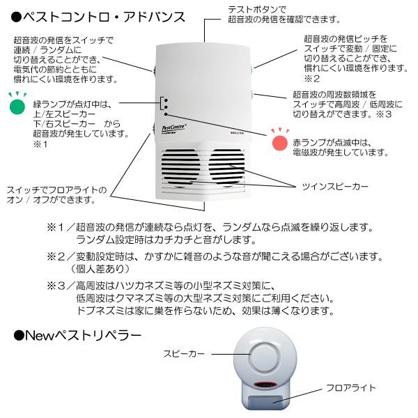 ネズミ駆除 超音波 退治グッズ ペストコントロ・アドバンス 1台と補助機 Newペストリペラー 2台セットの画像