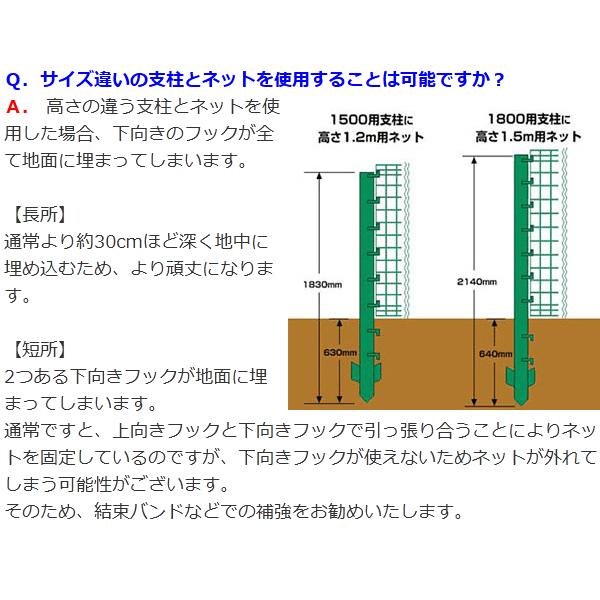 簡単金網フェンス 改良型 1500 ネット+支柱セット 屋外 柵 家庭菜園 畑 高さ150cm｜kwn｜13