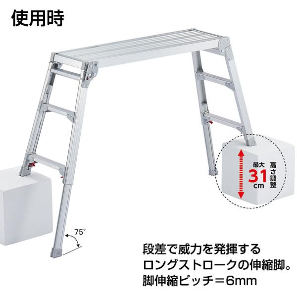 長谷川工業 「高さ調整式 アルミ製 足場・洗車台（高さ65cm〜96cm