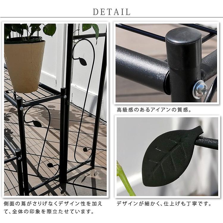 フラワースタンド 3段 アーチ付き ラック 屋外 バラ ローズ 庭 : あっ