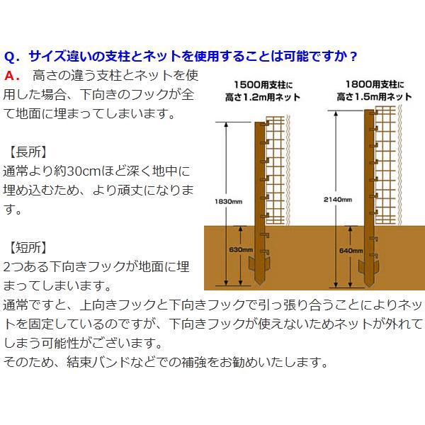 簡単金網フェンス 改良型 ダークブラウン 1800 ネット14m巻+支柱8本組