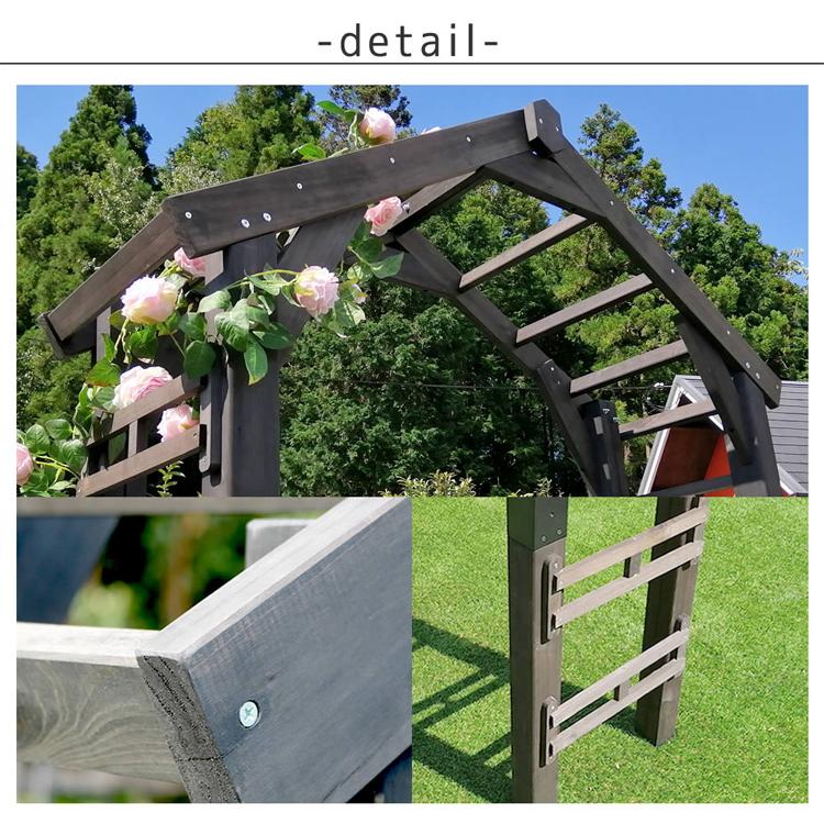 木製三角アーチゲートセット ガーデンアーチ 木製アーチ 門扉（61） ゲート アーチ 三角屋根 セット ガーデンアーチ （ 両開きゲート