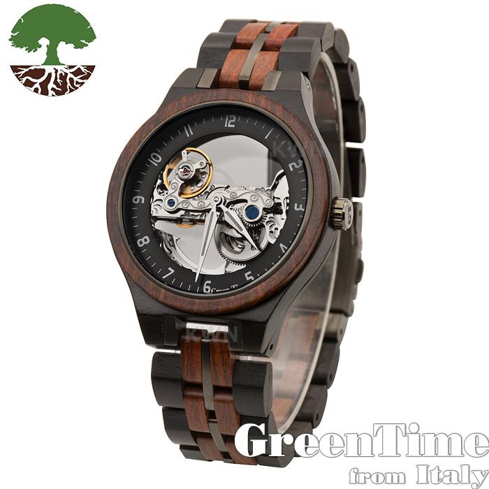 木製アナログ腕時計 緑と茶色 Green Time グリーンタイム木製腕時計 Technical テクニカル