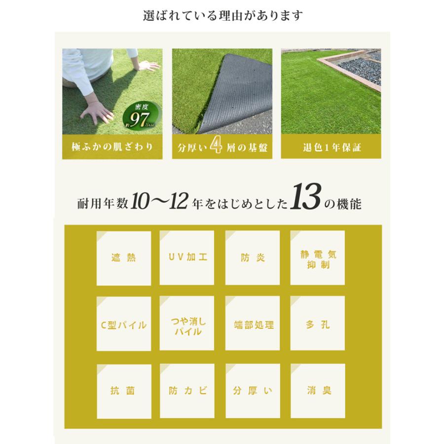 人工芝 2m×10m 芝丈25mm ターフピン100本付き 室内 庭 リアル ロール diyの画像