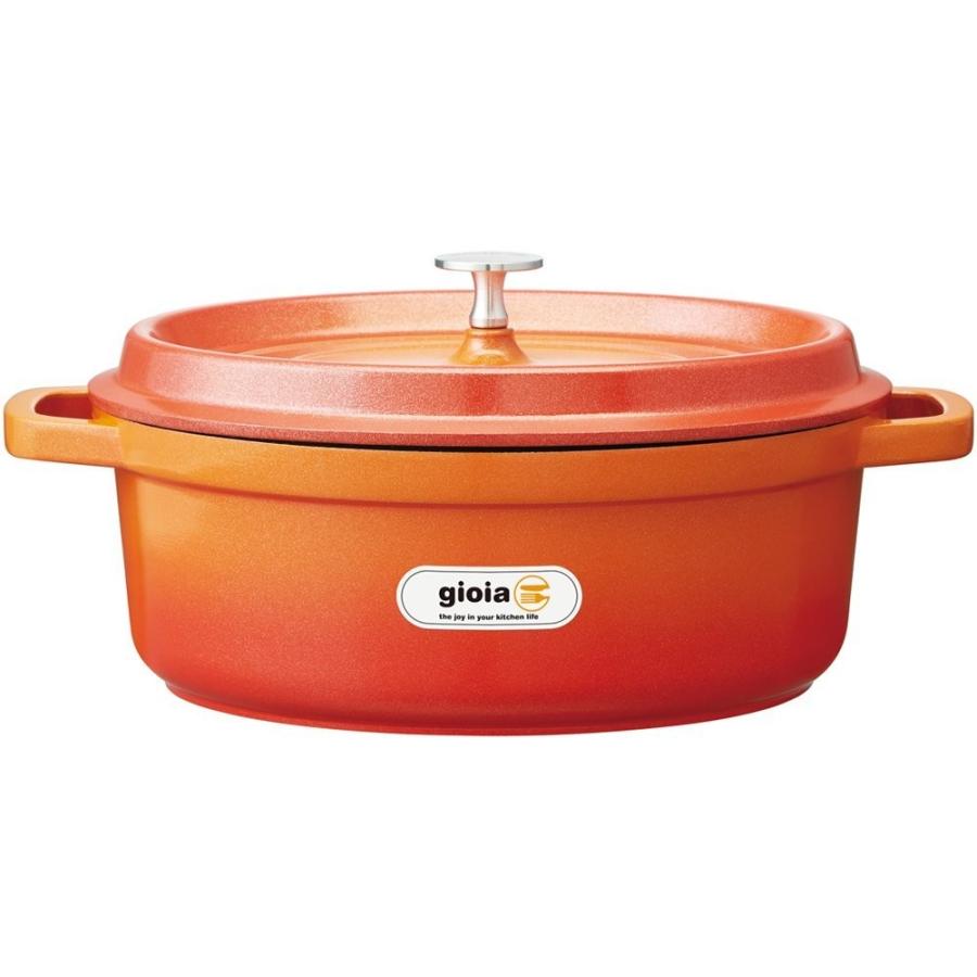 オレンジ gioia ジョイアオーバルキャセロール 26×20cm : キッチン