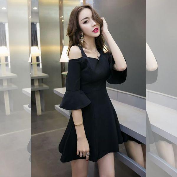キャバドレス キャバ ドレス キャバクラ ミニドレス パーティードレス 黒 ブラック Aライン ミニドレス ベルスリーブ ミニワンピ 168b Nd0168b Shop550 通販 Yahoo ショッピング