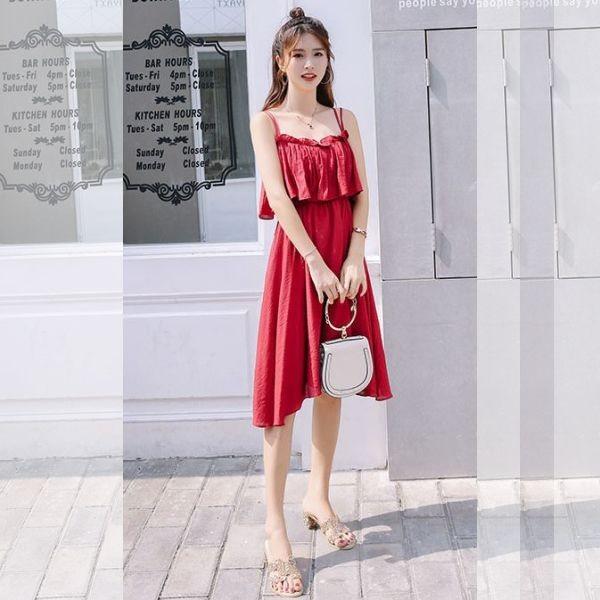 ワンピ 359R 赤 Aライン ベアトップ風 膝丈 ワンピース キャバドレス  