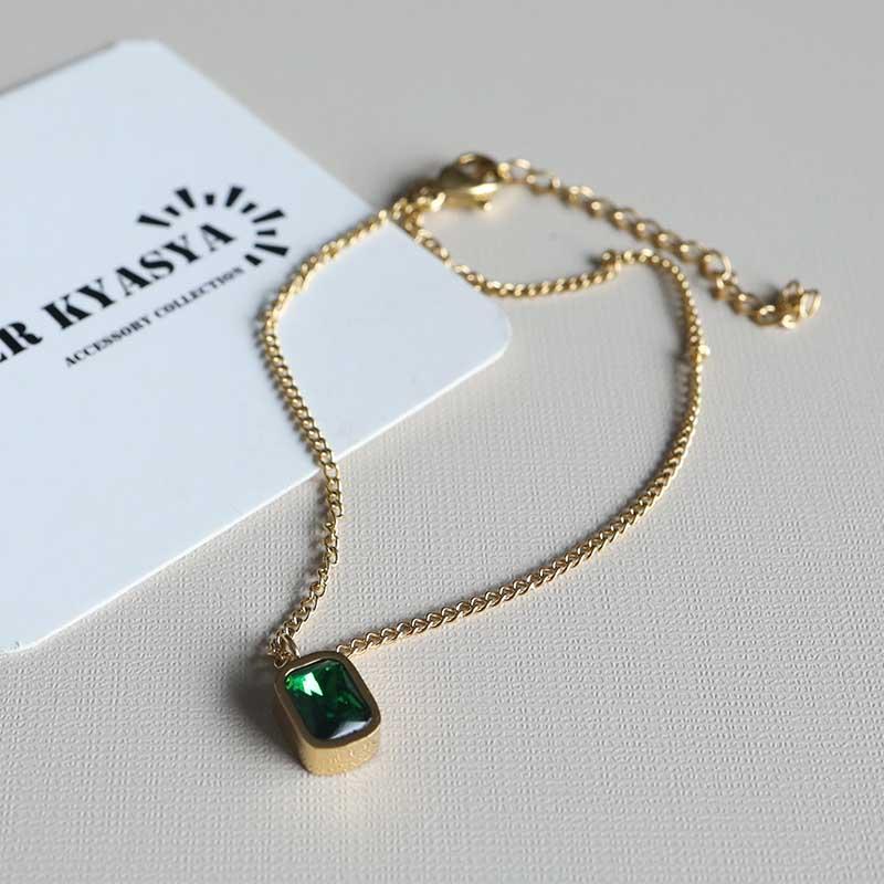 ステンレス ジルコニア アンクレット 一粒 チェーンアンクレット