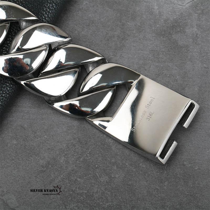 STAINLESS 316L 幅32mm 超極太 喜平ブレスレット シルバー マイアミ