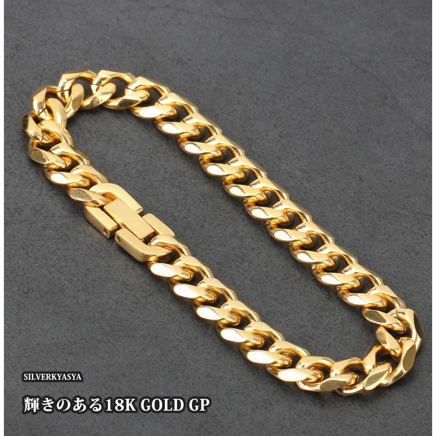 複数買いで最大300円OFFクーポン／幅9mm 金 喜平チェーンブレスレット